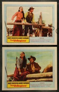 6w596 UNFORGIVEN 6 LCs '60 Burt Lancaster, Audrey Hepburn, directed by John Huston!