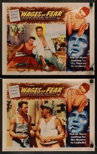 6w461 WAGES OF FEAR 8 LCs '55 c/u of Yves Montand & Vera Clouzot, Henri-Georges Clouzot