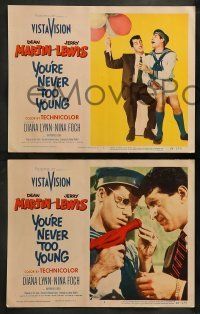 6w501 YOU'RE NEVER TOO YOUNG 8 LCs '55 great images of cool Dean Martin & wacky Jerry Lewis!