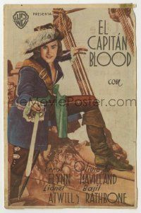 6x380 CAPTAIN BLOOD Spanish herald R1940s different image of Errol Flynn on ship with sword!