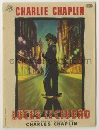 6x397 CITY LIGHTS Spanish herald R50s wonderful art of Charlie Chaplin as the Tramp on street!
