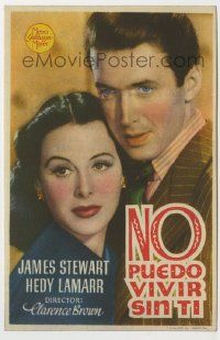6x404 COME LIVE WITH ME Spanish herald '47 different portrait of James Stewart w/sexy Hedy Lamarr!