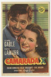 6x405 COMRADE X 1pg Spanish herald '40 romantic close up of Hedy Lamarr embracing Clark Gable!