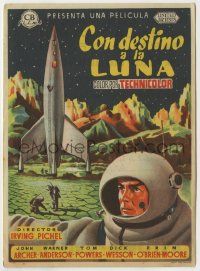 6x431 DESTINATION MOON Spanish herald '53 Robert A. Heinlein, different art of rocket & astronauts!