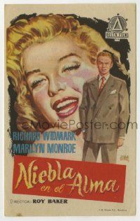 6x445 DON'T BOTHER TO KNOCK Spanish herald '56 different art of Marilyn Monroe & Widmark by Jano!