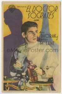 6x454 DR. SOCRATES Spanish herald '35 great close up of Paul Muni working in his laboratory!