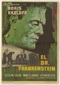 6x489 FRANKENSTEIN Spanish herald R65 great MCP close up art of Boris Karloff as the monster!