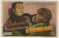 6x490 FRANKENSTEIN MEETS THE WOLF MAN Spanish herald '46 best c/u of Bela Lugosi & Lon Chaney Jr.!