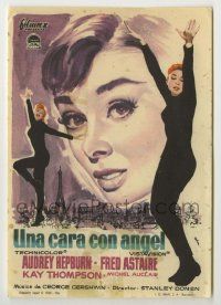 6x497 FUNNY FACE Spanish herald '61 art of Audrey Hepburn close up & full-length by MCP!