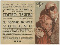 6x585 INVISIBLE MAN RETURNS Spanish herald '42 Vincent Price, Hardwicke, H.G. Wells, different!