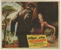 6x596 JOHNNY BELINDA Spanish herald '50 different artwork of scared Jane Wyman being attacked!
