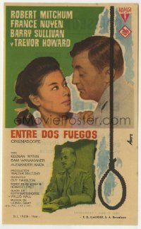 6x669 MAN IN THE MIDDLE Spanish herald '64 c/u of Robert Mitchum & France Nuyen by hanging noose!