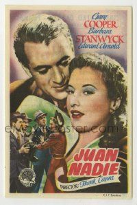 6x680 MEET JOHN DOE Spanish herald '48 Gary Cooper & Barbara Stanwyck, Frank Capra, different!