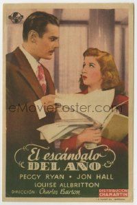 6x681 MEN IN HER DIARY Spanish herald '47 different close up of Peggy Ryan & Jon Hall!