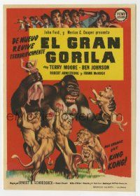 6x686 MIGHTY JOE YOUNG Spanish herald '55 1st Ray Harryhausen, art of ape rescuing girl from lions!