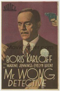 6x710 MR. WONG, DETECTIVE Spanish herald R50s c/u of Asian Boris Karloff with gun to his head!