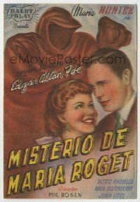 6x723 MYSTERY OF MARIE ROGET Spanish herald '46 Edgar Allan Poe, Maria Montez, cool ghost artwork!