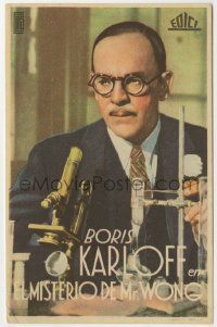 6x725 MYSTERY OF MR WONG Spanish herald '41 close up of Asian Boris Karloff in his laboratory!