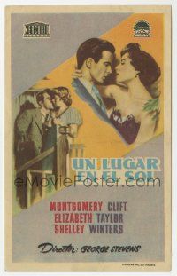 6x782 PLACE IN THE SUN Spanish herald '52 different art of Montgomery Clift, Liz Taylor & Winters!