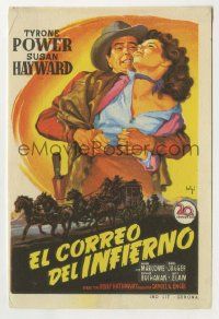 6x802 RAWHIDE Spanish herald '52 different Soligo art of Tyrone Power & sexy Susan Hayward!