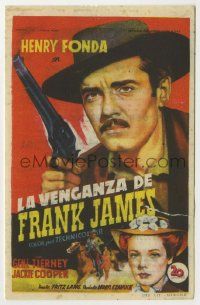 6x809 RETURN OF FRANK JAMES Spanish herald '50 different art of Henry Fonda & Tierney, Fritz Lang!