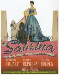 6x827 SABRINA die-cut Spanish herald '55 Audrey Hepburn with her poodle dogs, Billy Wilder!