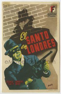 6x830 SAINT IN LONDON Spanish herald '39 cool different art of George Sanders & masked criminal!