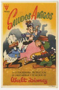 6x831 SALUDOS AMIGOS Spanish herald '44 Disney, different cartoon art of Donald Duck & Joe Carioca!