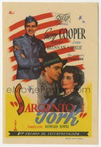 6x844 SERGEANT YORK Spanish herald '47 different Cleo art of Gary Cooper in uniform, Howard Hawks