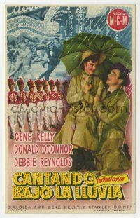 6x857 SINGIN' IN THE RAIN 1pg Spanish herald '53 art of Gene Kelly & Debbie Reynolds under umbrella!