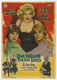 6x865 SOME LIKE IT HOT Spanish herald '63 Mac art of Marilyn Monroe with Curtis & Lemmon in drag!