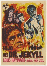 6x866 SON OF DR. JEKYLL Spanish herald '55 Louis Hayward, she married a monster, great Jano art!