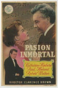 6x869 SONG OF LOVE Spanish herald '49 Katharine Hepburn & Paul Henreid as Schumann, different!