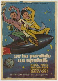 6x876 SPUTNIK Spanish herald '58 MCP art of Noel-Noel & Mischa Auer flying on space rocket!