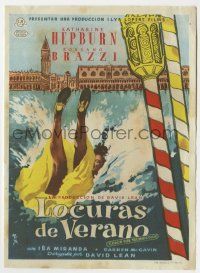 6x892 SUMMERTIME Spanish herald '55 best different MCP art of Katharine Hepburn falling in water!