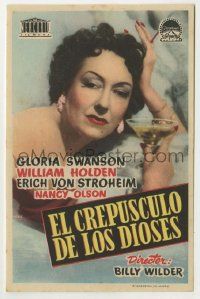 6x894 SUNSET BOULEVARD Spanish herald '52 close up of Gloria Swanson with drink, Billy Wilder!
