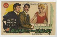 6x977 WHO WAS THAT LADY Spanish herald '60 Tony Curtis, sexy Janet Leigh & Dean Martin, different!