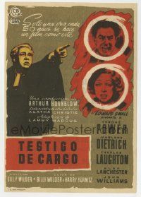 6x981 WITNESS FOR THE PROSECUTION Spanish herald '58 different MCP art of Power, Dietrich, Laughton