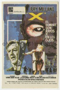 6x991 X: THE MAN WITH THE X-RAY EYES blue style Spanish herald 1966 Ray Milland, cool sci-fi art!