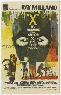 6x992 X: THE MAN WITH THE X-RAY EYES yellow style Spanish herald 1966 Ray Milland, cool sci-fi art!
