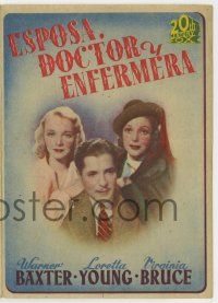 6x978 WIFE, DOCTOR & NURSE Spanish herald '38 Warner Baxter between Loretta Young & Virginia Bruce