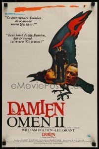 6y283 DAMIEN OMEN II Belgian '78 cool art of demonic crow, the first time was only a warning!