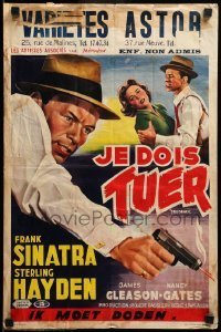 6y316 SUDDENLY Belgian '55 artwork of would-be Presidential assassin Frank Sinatra!