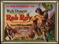 6y421 ROB ROY British quad '54 Disney, art of Richard Todd as The Scottish Highland Rogue!