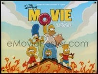 6y423 SIMPSONS MOVIE advance DS British quad '07 classic Groening art of Homer Simpson w/donut!