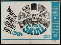 6y424 SKULL British quad '65 Peter Cushing, Christopher Lee, cool horror artwork of creepy skull!