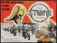 6y427 STONE British quad '79-81 cool skull artwork + lots of guys on motorcycles, take the trip!
