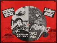 6y428 STRAW DOGS/FOOD OF THE GODS British quad '80s Peckinpah violence & H.G. Wells horror!