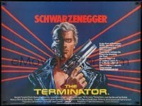 6y431 TERMINATOR British quad '84 different art of cyborg Arnold Schwarzenegger with gun!