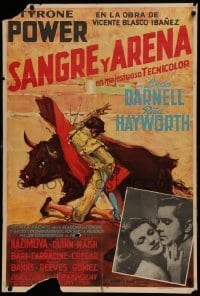 6y002 BLOOD & SAND Colombian poster '42 great artwork of matador, Tyrone Power & Rita Hayworth!